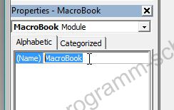 ввод имени модуля VBA